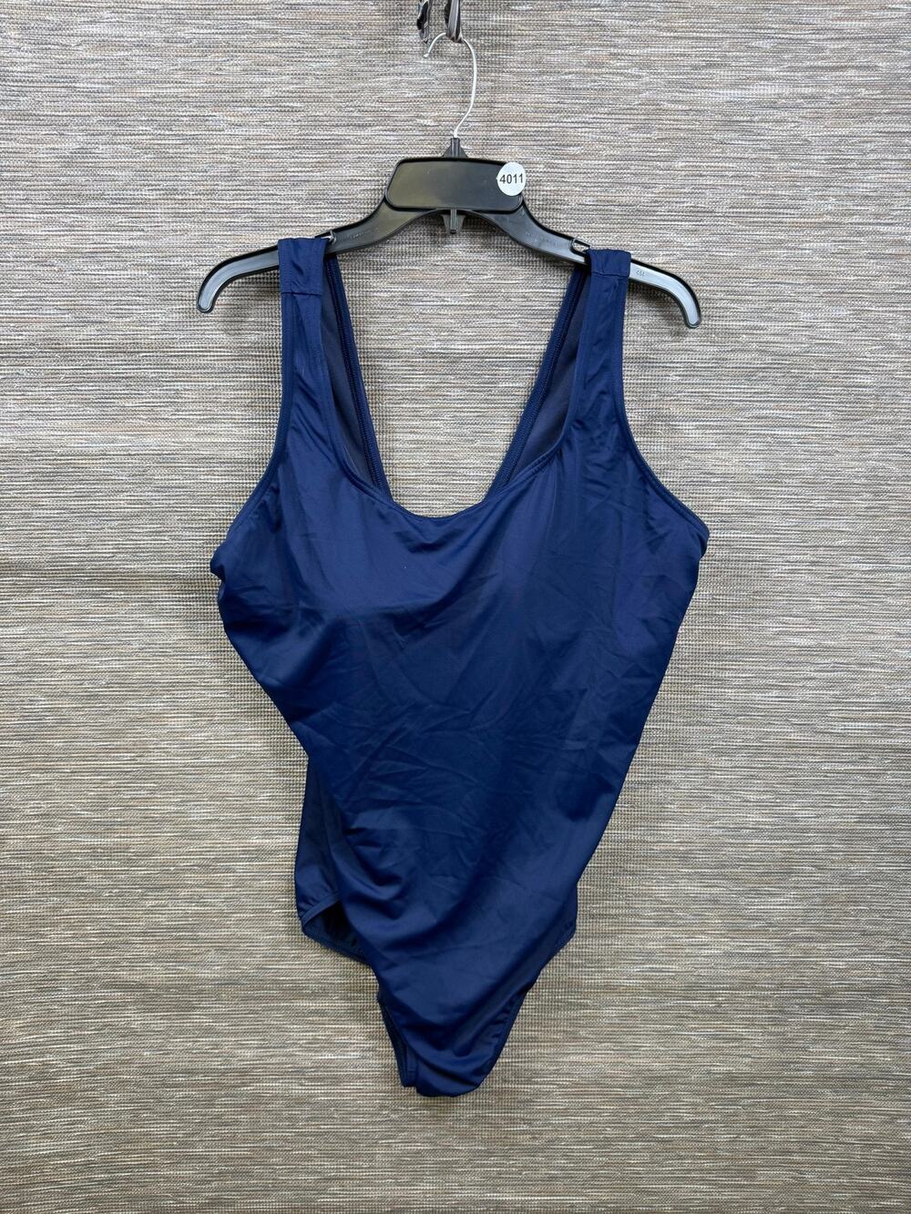 Lands' End One Piece Swimsuit Womens 22W Blue Solid Built In Bra Plus Lined